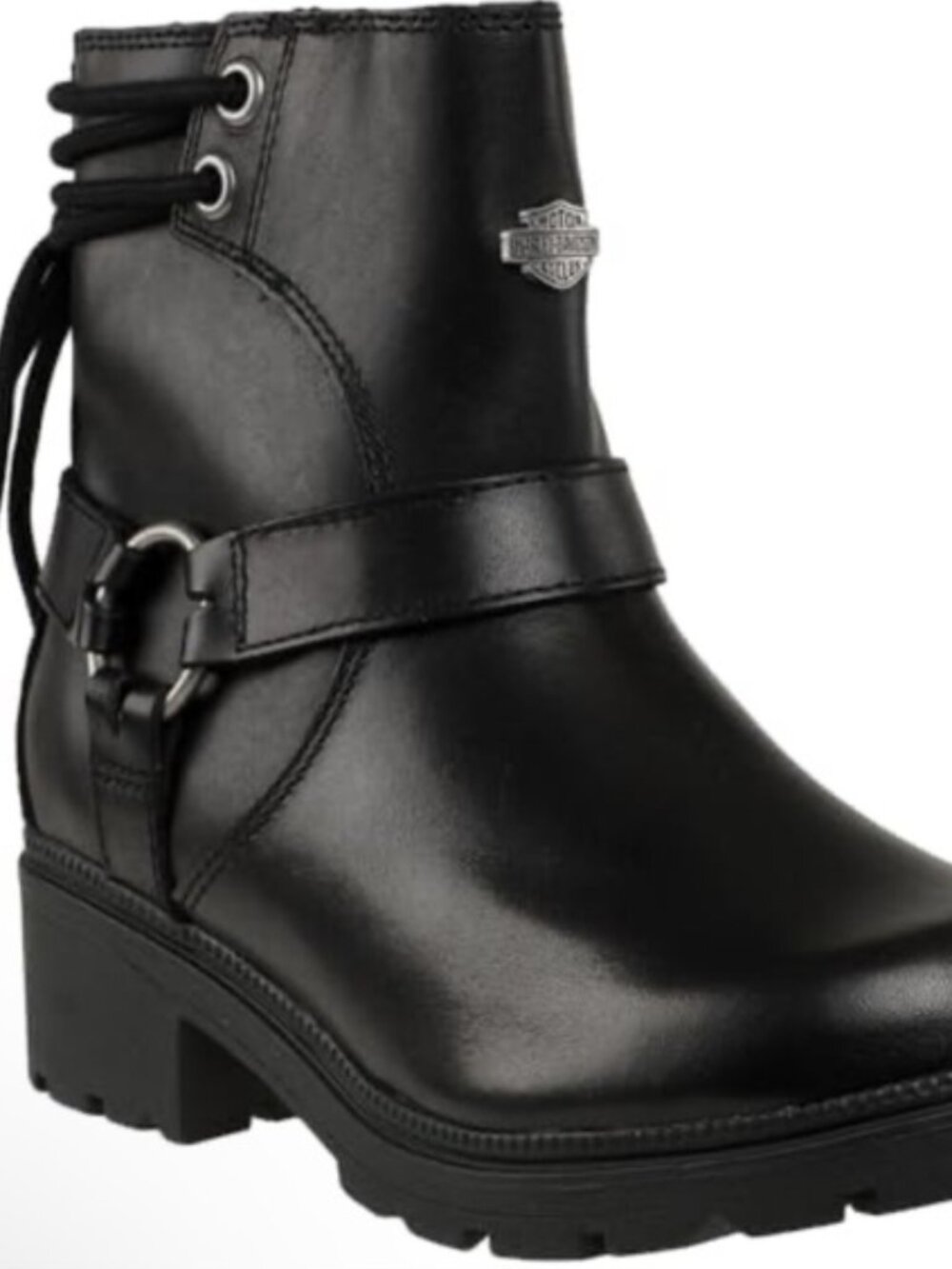 Harley Davidson Tegan Harness Boots Womens 7.5‎ Black Leather Moto Biker Boots